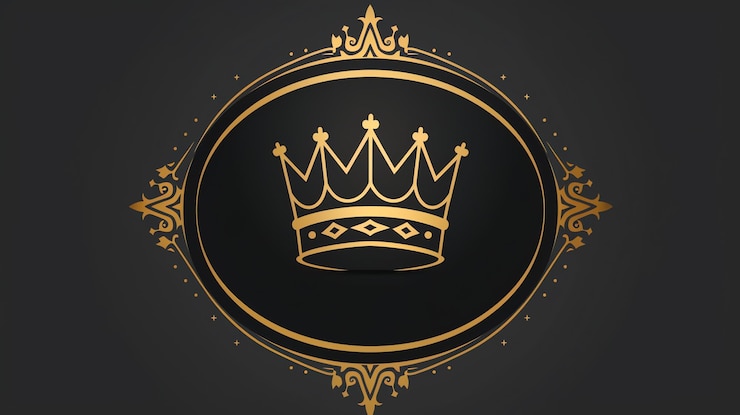 Photo a golden crown with ornate details inside a circular frame