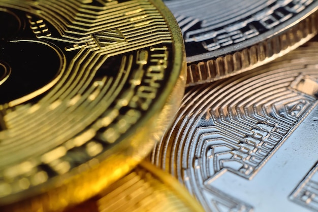 Monete bitcoin di criptovaluta d'oro