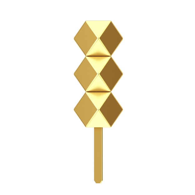 Golden Cube Ice Cream op een witte achtergrond. 3D-rendering