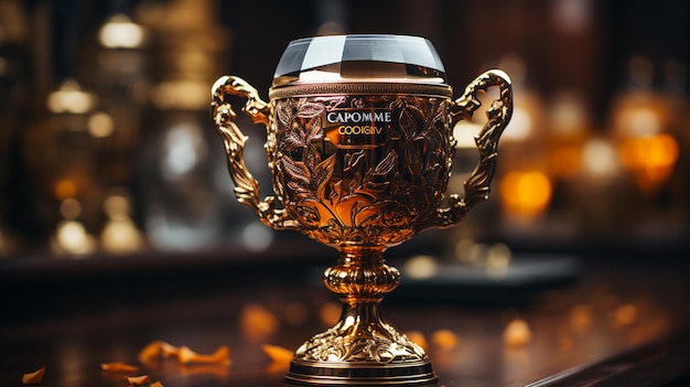 golden cup for trophy in the background