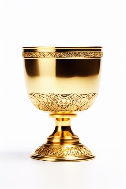 Photo a golden cup on a white background perfect for awards achievements or celebrations