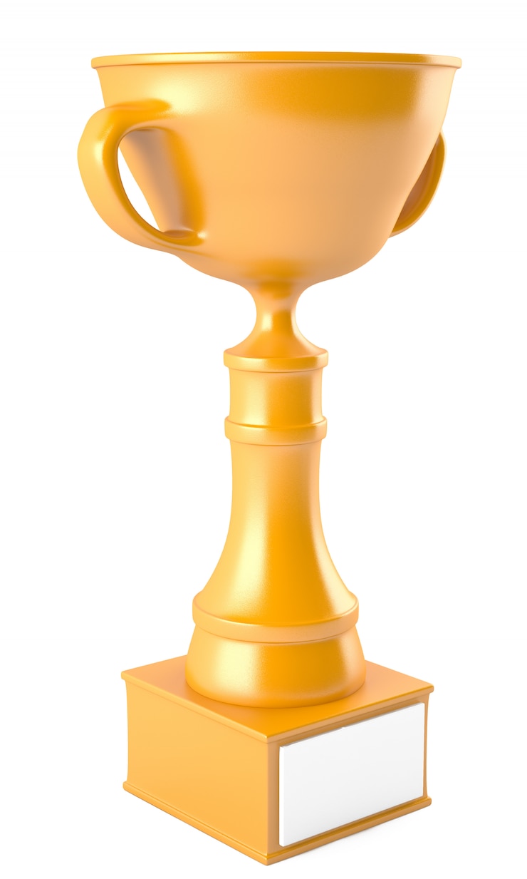 Photo golden cup with blank inscription space