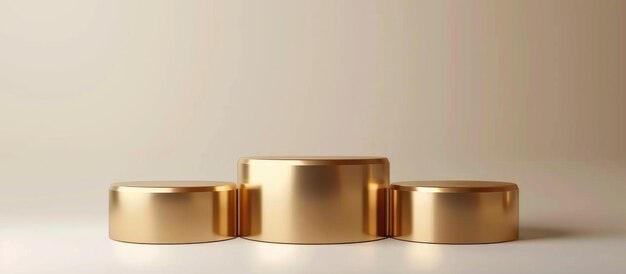 Golden cylinder podium on white background