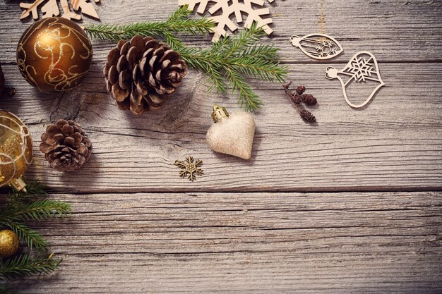 Golden decoration on old wooden background