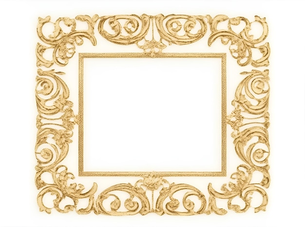 Photo golden decorative frame on white background