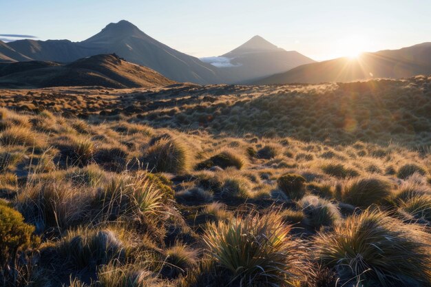 Photo golden desert landscape with sagebrush and hills