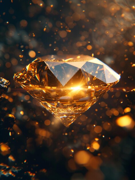 Foto diamante d'oro che si dissolve e scompare in particelle