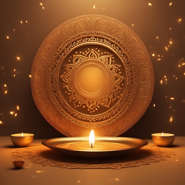 Photo golden diwali diya centerpiece highquality photo