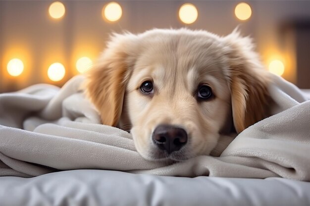 Photo golden dog bed