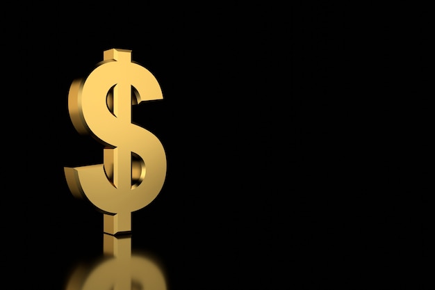 Golden dollar sign. 3D rendering.