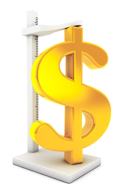 Golden Dollar Sign measure growth on a white background