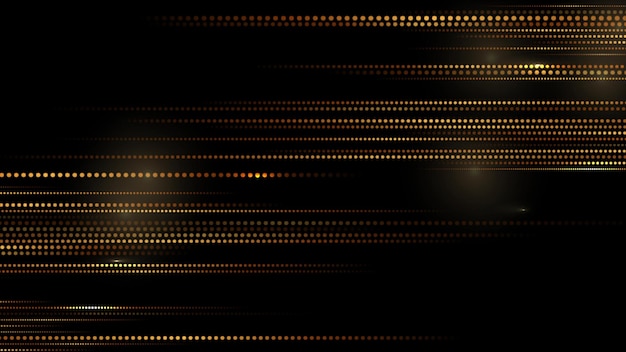 Golden dotted lines with glowing lights abstract tech background