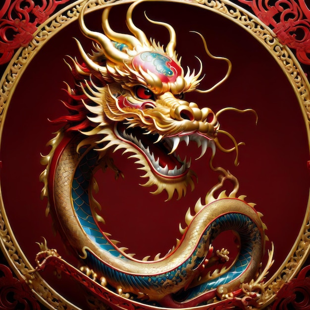 The golden dragon chinese horoscope new year of the dragon 2024 background for the design