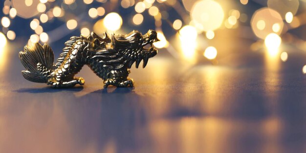 Golden dragon on a dark background