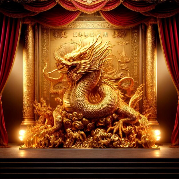 golden dragon stand in the podium