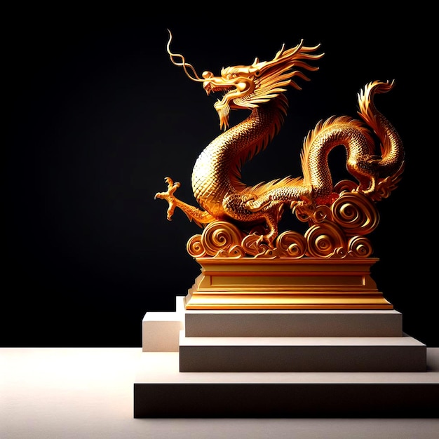 golden dragon stand in the podium