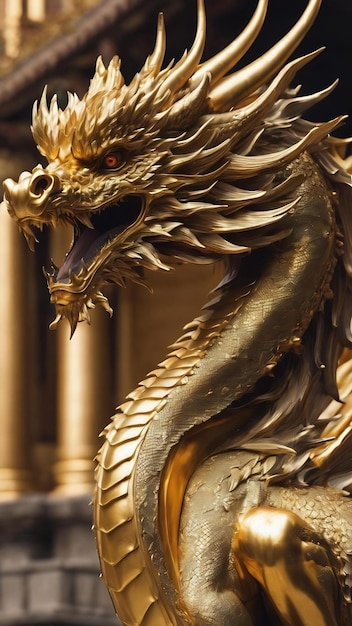 Golden dragon statue