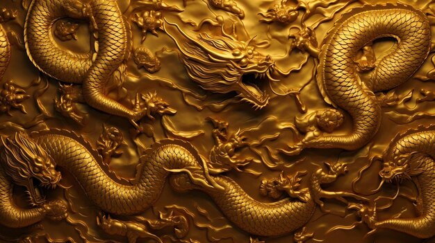 Photo golden dragon texture