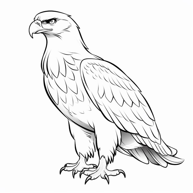 Photo golden eagle kid art cute angel cute coloring book kawaii line art