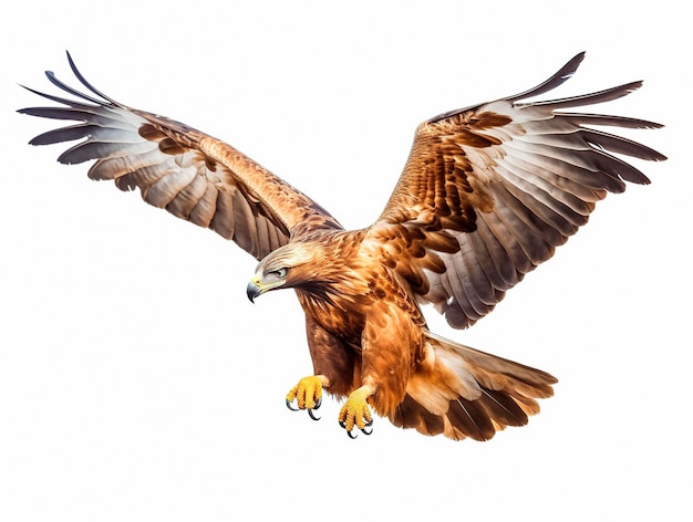 Golden eagle on white background