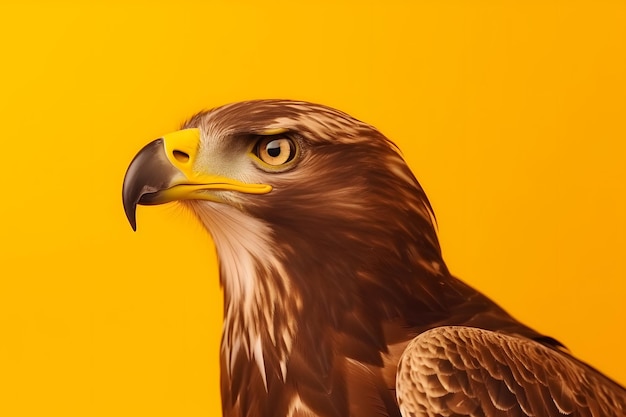 A golden eagle with a yellow background