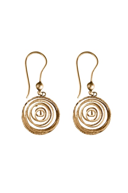 Golden earrings isolated