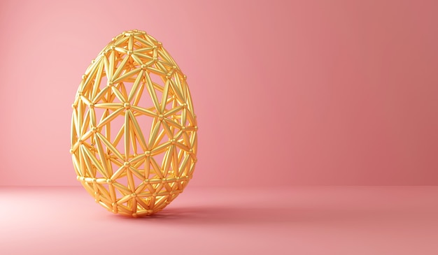 Golden Easter Egg with Ornament Pattern on pink with light