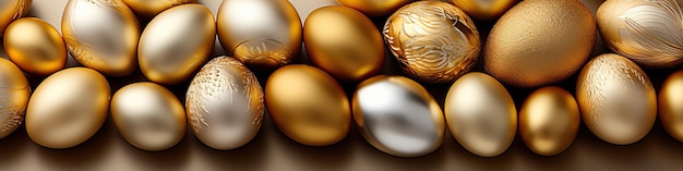 Photo golden easter eggs as background texture