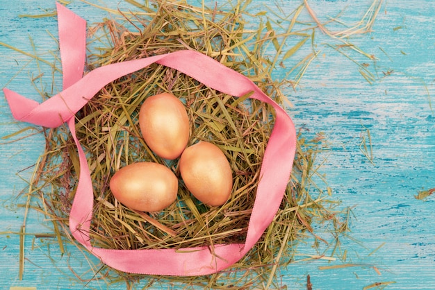 Golden Easter eggs.