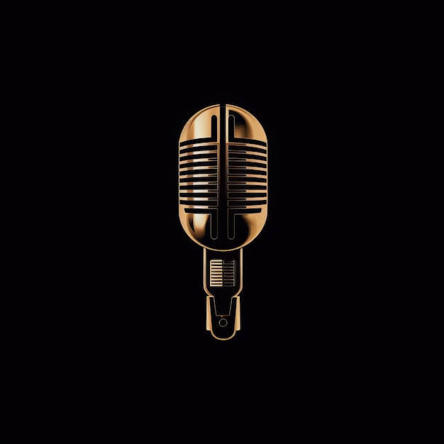 Photo golden echo minimalist vector microphone logo