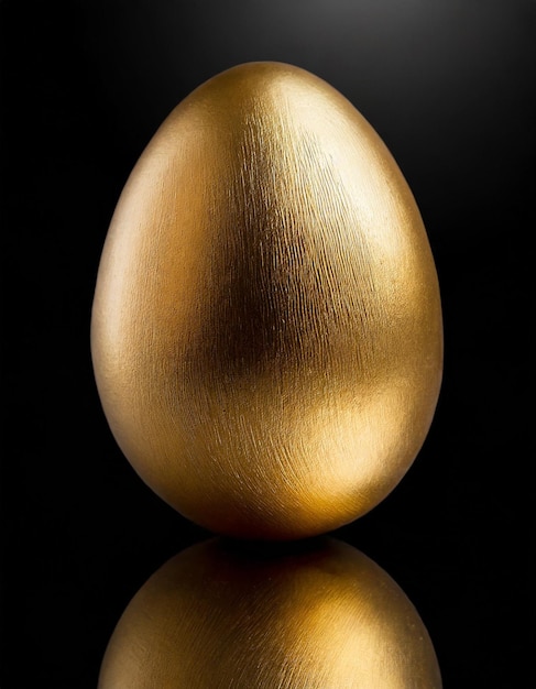 a golden egg is on a black background