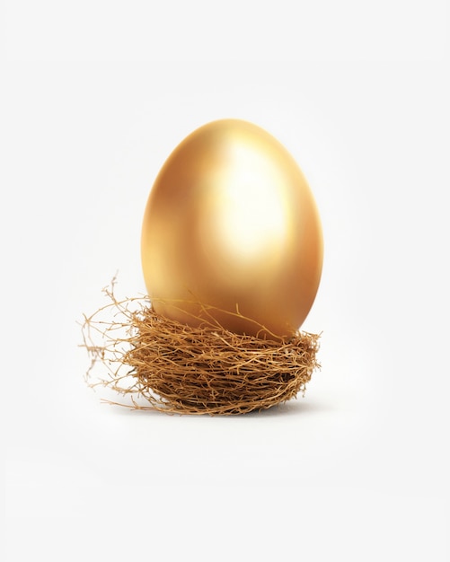 Photo golden egg in nest