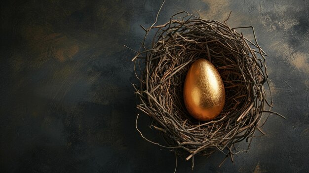 Golden Egg Nestled in Black Background