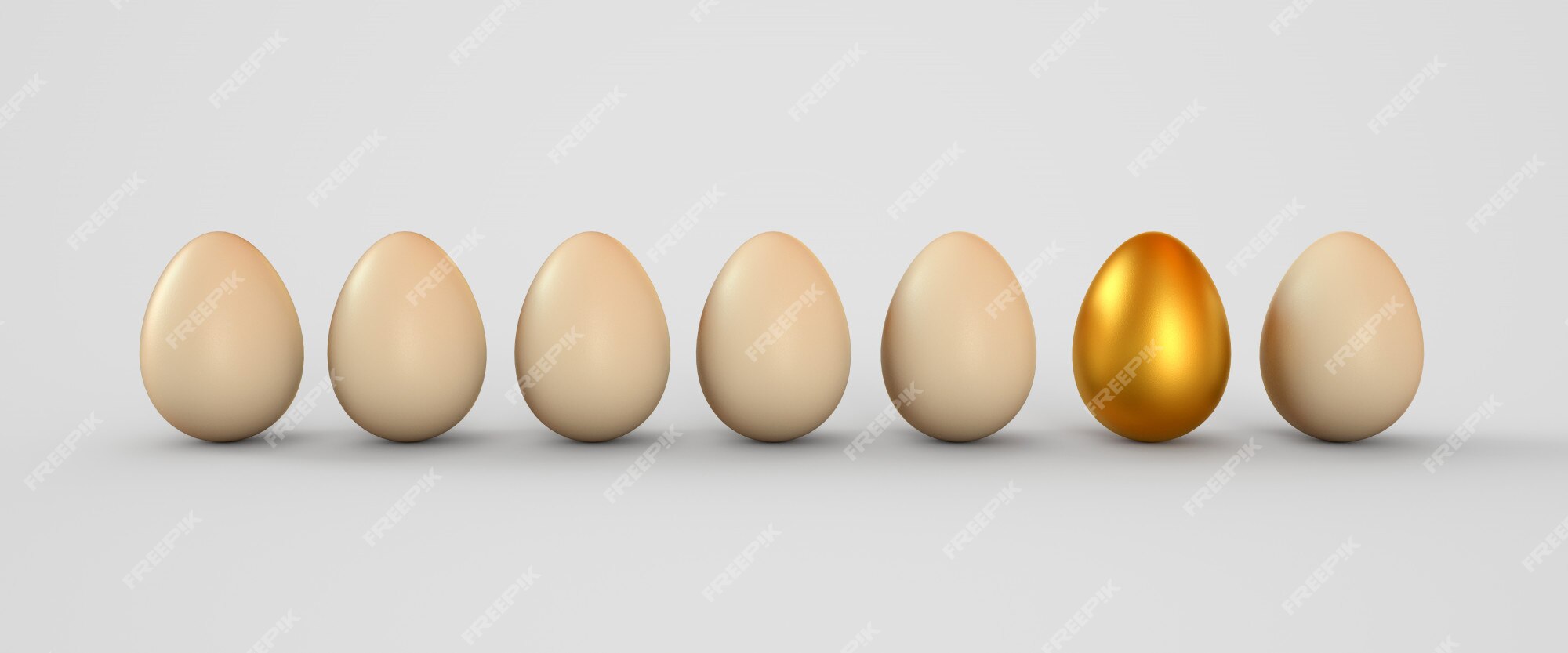 Golden egg in a row of the white eggs. 3D. Stock Photo by ©newb1 35522951