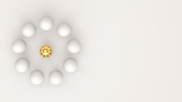 Золотое яйцо среди белого яйца, концепция быть другим, мыслить нестандартно или думать иначе
