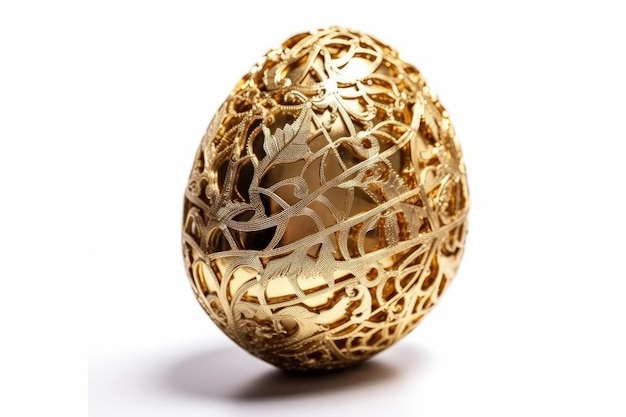 Golden egg with ornate detailing created with Generative AI technology