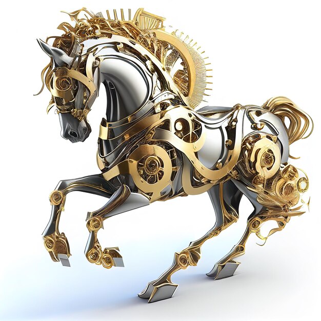 Golden Elegance 3D Racing Horse Symbol