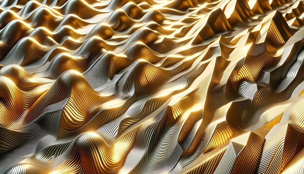 Photo golden elegance abstract designs smooth golden polygon waves in gold and blue color