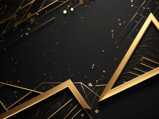 Golden Elegance Abstract Golden Lines on a Black Background A Luxury Universe