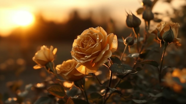 Golden Elegance Beautiful Flowers and a Gorgeous Sunset