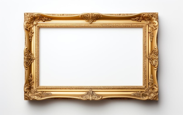 Foto golden elegance gilded glamour frame onthuld geïsoleerd op witte achtergrond