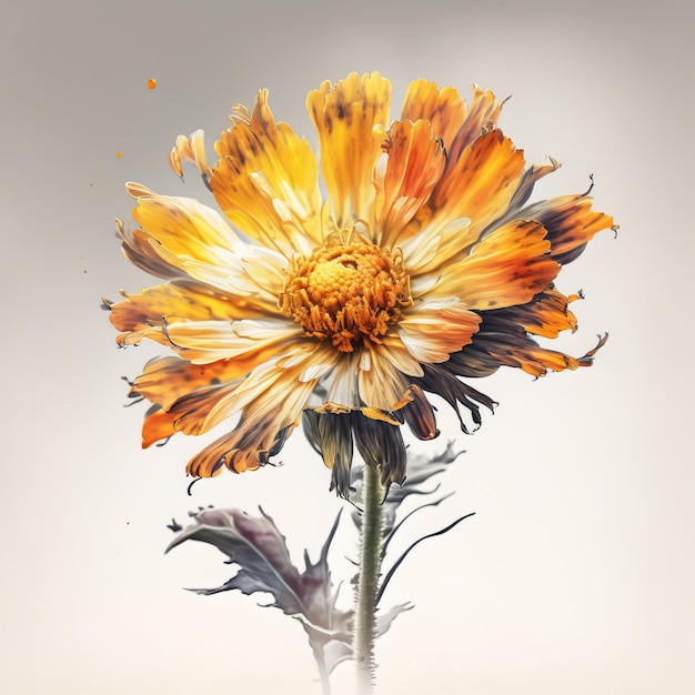 Golden Elegance Watercolor Marigold Flower