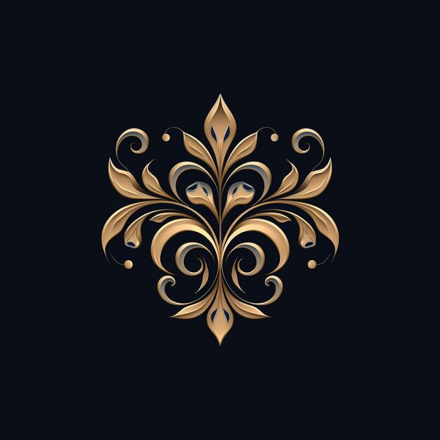 Golden elegant floral border design on black slid background