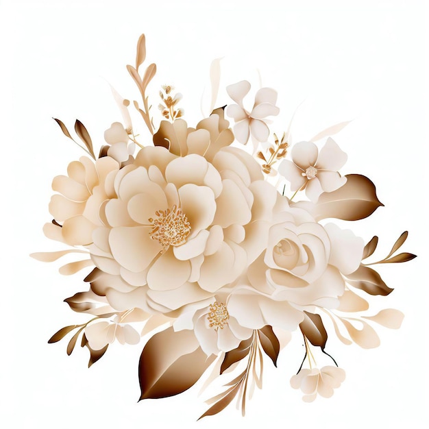 Photo golden elegant flowers wedding invitation
