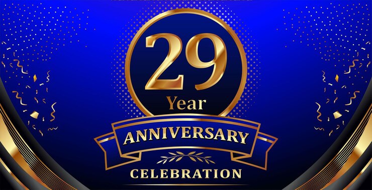 Photo golden elements in 29 year anniversary background