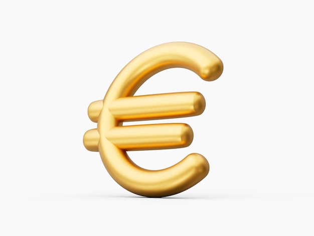 Golden euro sign rounded on white background 3d Illustration