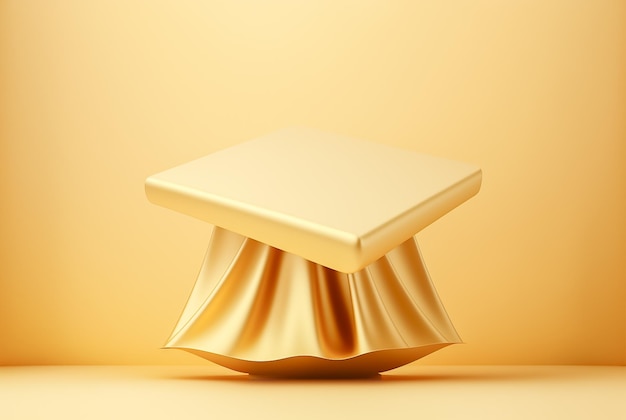 Golden Fabric Podium voor luxe productweergave AI gegenereerd