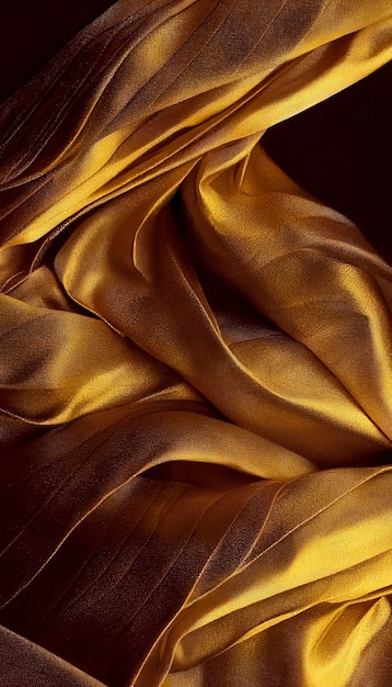 Photo golden fabric weave illustration: a luxurious depiction of soft and shimmering textile art created with generative ai technology