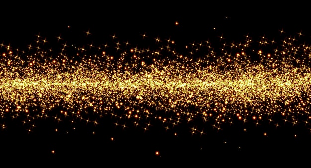 Golden falling confetti on a black background