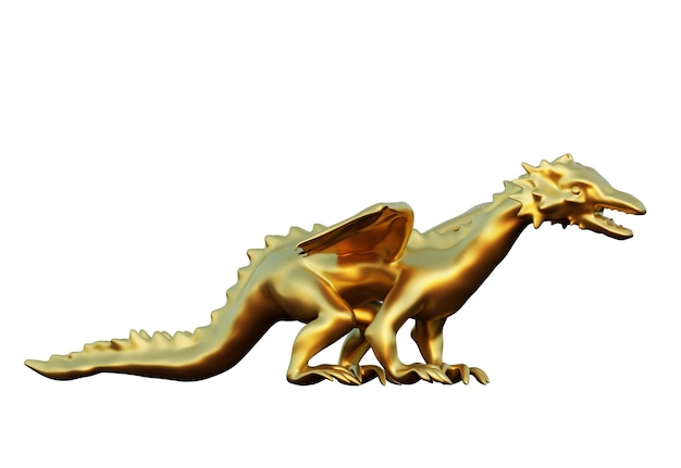 Golden fantasy dragon isolated